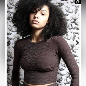 twenty Montreal 3D mountains crop top Brown NEW $100 S